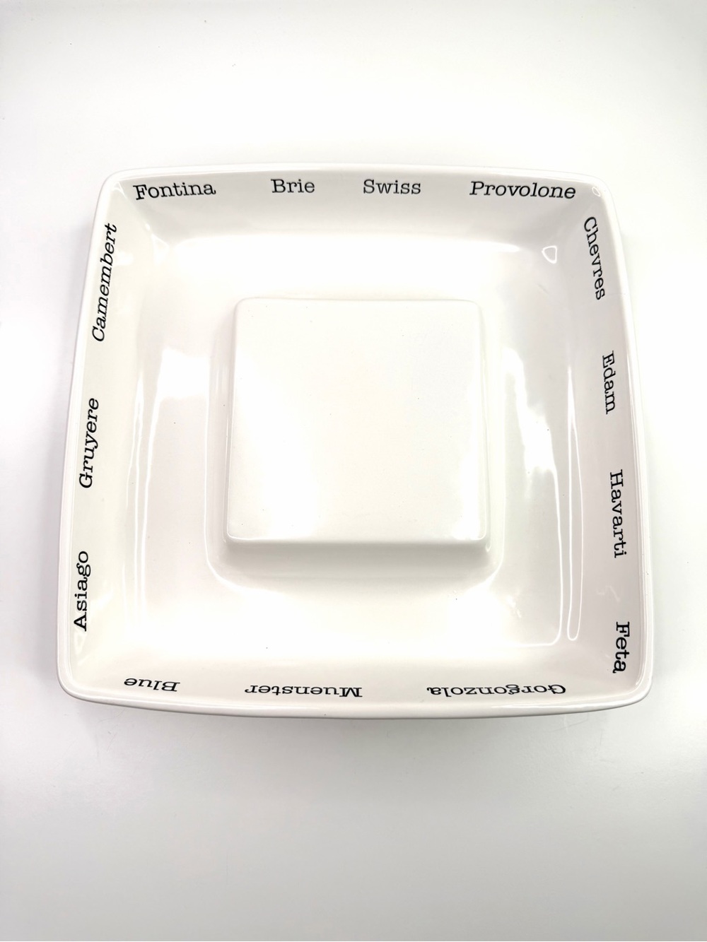 Mudpie White Square Ceramic Cheese Charcuterie Serving Platter